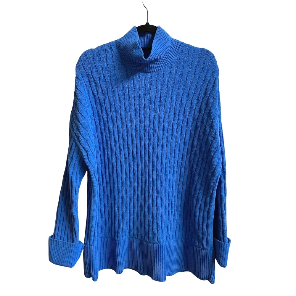 Lululemon Oversized Ribbed Turtleneck Sweater Womens XS‎ Blue Cozy Athleisure